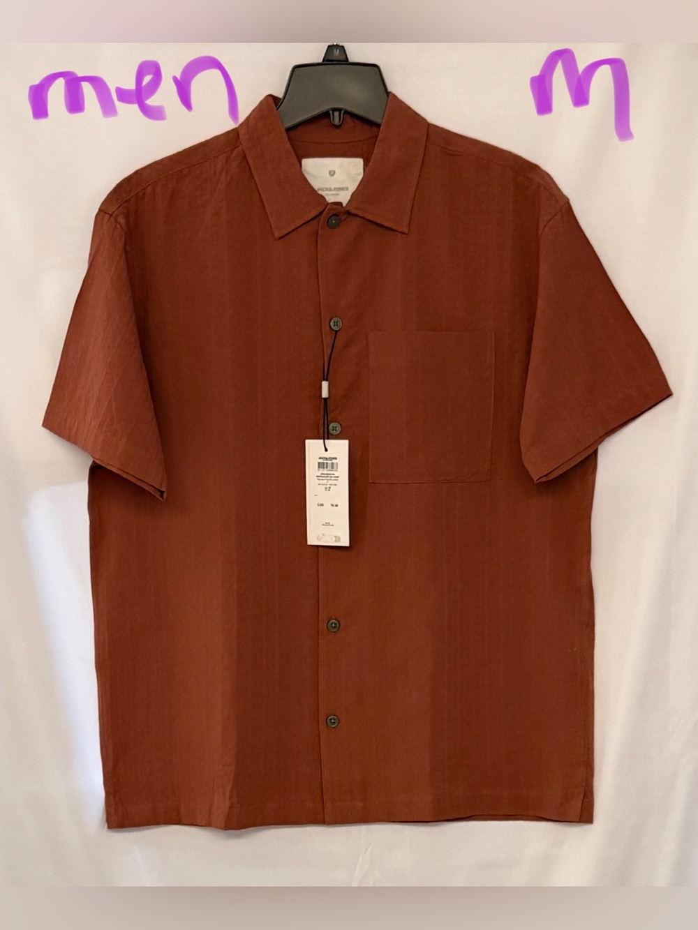 Jack & Jones Men's Short-Sleeve Button-Down Shirt - Brown